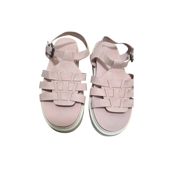 Lane Bryant Pink Faux Leather Chunky Strappy Sandals With Adjustable Buckle  Siz - Picture 1 of 10